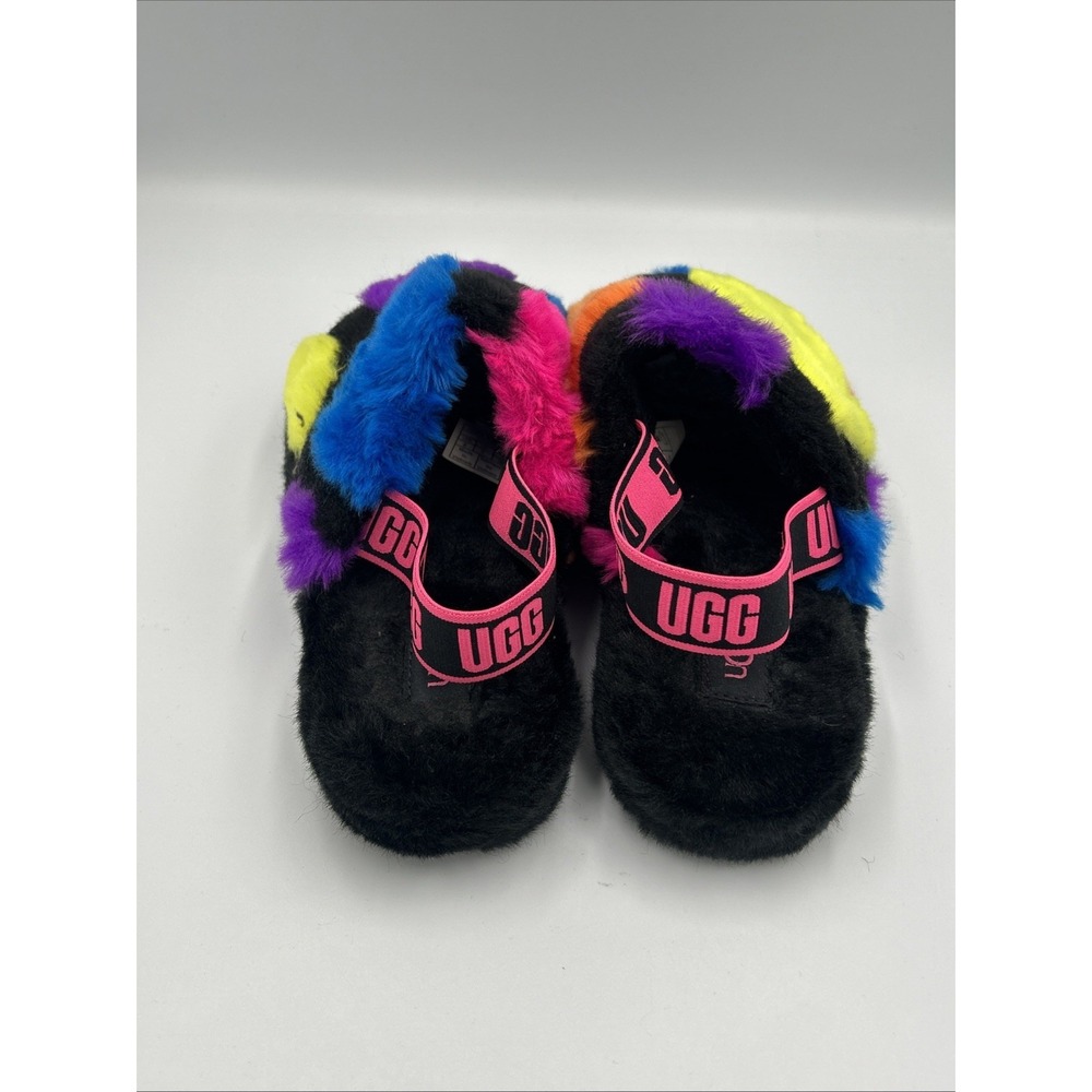 UGG Fluff Yeah Slide Women's Size 6 Black/Rainbow Rare - Picture 5 of 8